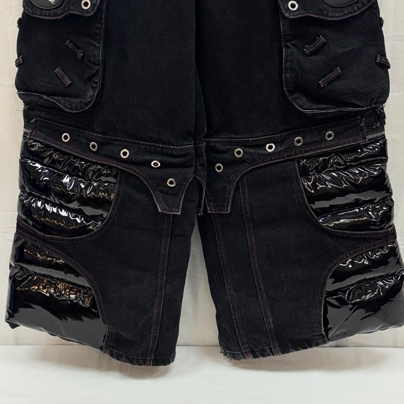 古着 USED ボトムス ボトムス START EXCEED END 2way ワイド カーゴ デニム パンツ PUレザー切替 S 黒 / ブラック / black メンズ USED 古着 中古 50166704