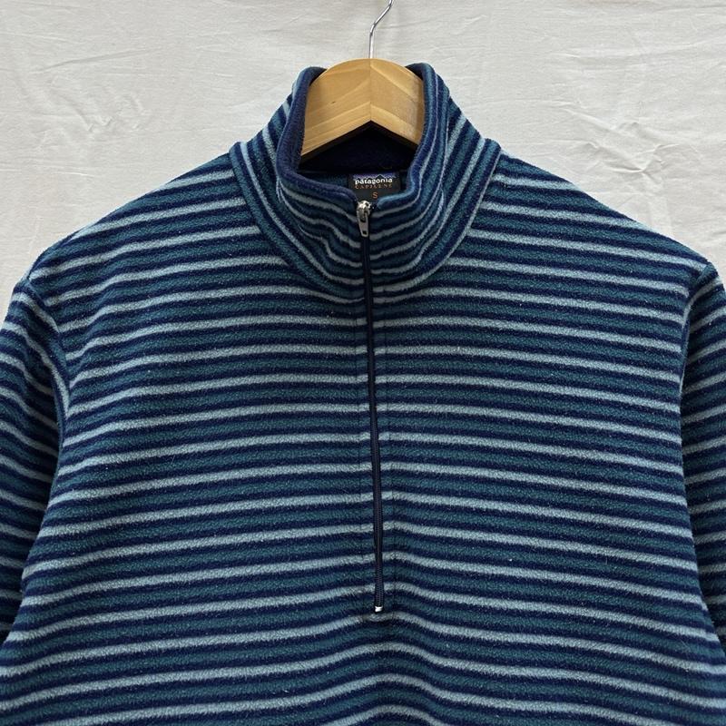 パタゴニア patagonia トレーナー 長袖 90年代 ビンテージ CAPILENE ボーダー ハーフジップ フリース トレーナー ハイネック 90s S ボーダー柄 メンズ USED 古着 中古 50166710