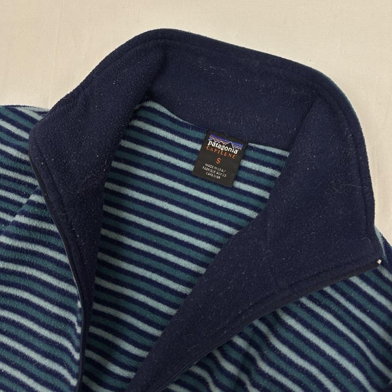 パタゴニア patagonia トレーナー 長袖 90年代 ビンテージ CAPILENE ボーダー ハーフジップ フリース トレーナー ハイネック 90s S ボーダー柄 メンズ USED 古着 中古 50166710