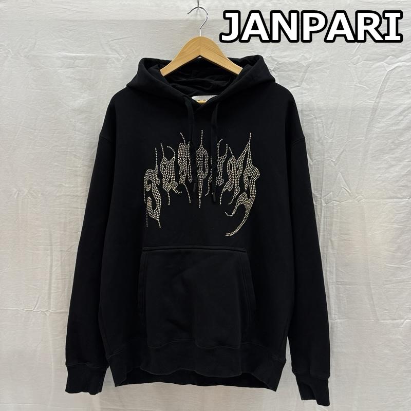 古着 USED パーカー 長袖 JANPARI ジャンパリ ラインストーン ロゴ プルオーバー フーディ スウェット パーカー XXL 黒 / ブラック / black メンズ USED 古着 中古 50166718