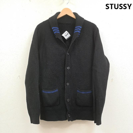 ステューシー STUSSY カーディガン 長袖 old stussy ショールカラー へちま襟 ストライプ セーター ニット カーディガン L 黒 / ブラック / black メンズ USED 古着 中古 50166725