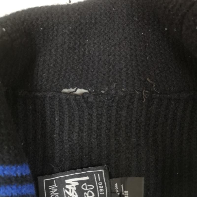 ステューシー STUSSY カーディガン 長袖 old stussy ショールカラー へちま襟 ストライプ セーター ニット カーディガン L 黒 / ブラック / black メンズ USED 古着 中古 50166725