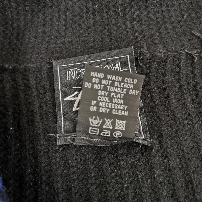 ステューシー STUSSY カーディガン 長袖 old stussy ショールカラー へちま襟 ストライプ セーター ニット カーディガン L 黒 / ブラック / black メンズ USED 古着 中古 50166725
