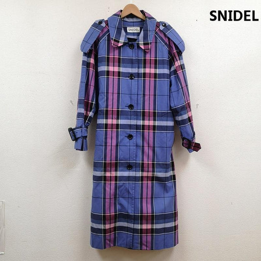 スナイデル SNIDEL コート トレンチコート チェック ウエストベルト ライナー ロング トレンチコート SWFC184003 0 青 / ブルー / blue レディース USED 古着 中古 50166726