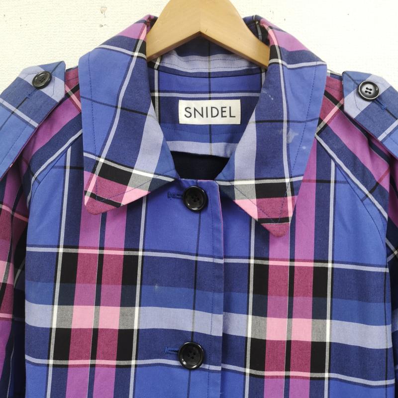スナイデル SNIDEL コート トレンチコート チェック ウエストベルト ライナー ロング トレンチコート SWFC184003 0 青 / ブルー / blue レディース USED 古着 中古 50166726