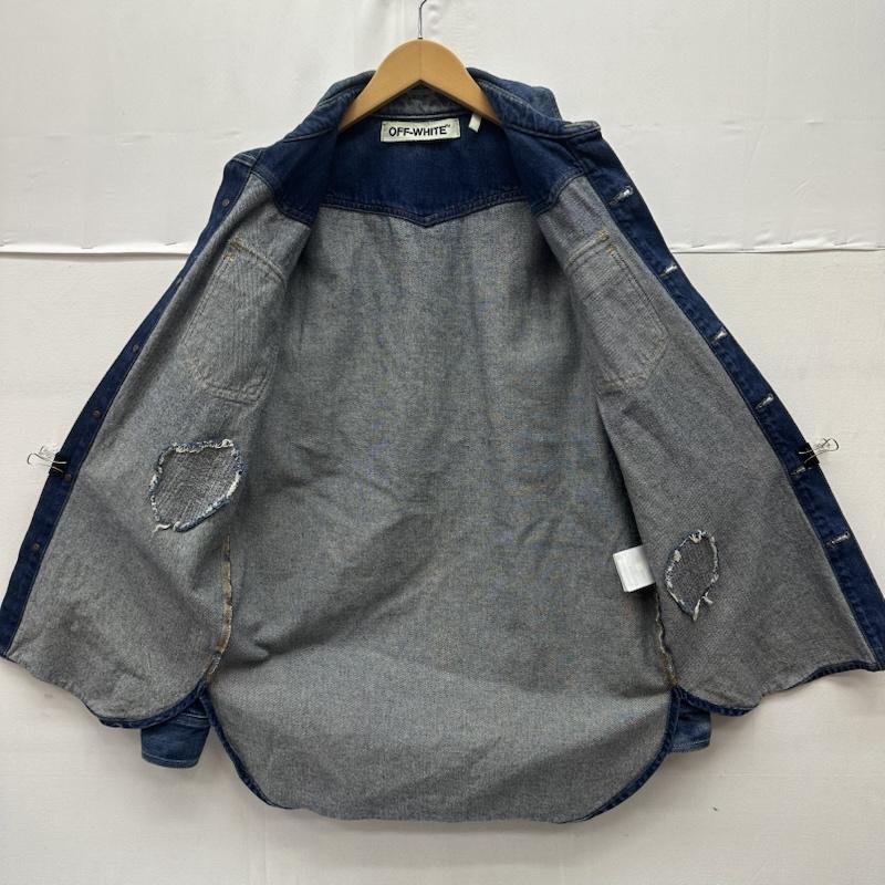 オフホワイト off white ジャケット、上着 ジャンパー、ブルゾン バックプリント ダメージ 加工 デニム シャツ ジャケット XXS インディゴ / インディゴ / Indigo メンズ USED 古着 中古 50166728