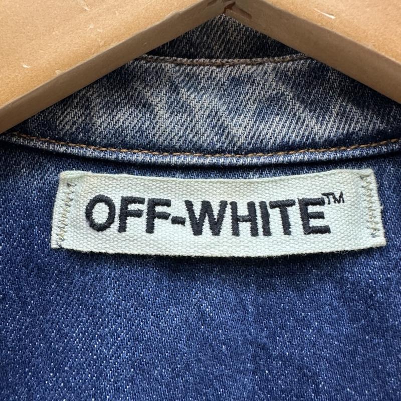 オフホワイト off white ジャケット、上着 ジャンパー、ブルゾン バックプリント ダメージ 加工 デニム シャツ ジャケット XXS インディゴ / インディゴ / Indigo メンズ USED 古着 中古 50166728