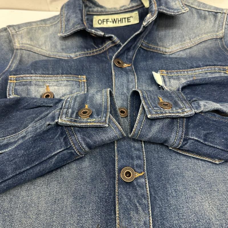 オフホワイト off white ジャケット、上着 ジャンパー、ブルゾン バックプリント ダメージ 加工 デニム シャツ ジャケット XXS インディゴ / インディゴ / Indigo メンズ USED 古着 中古 50166728