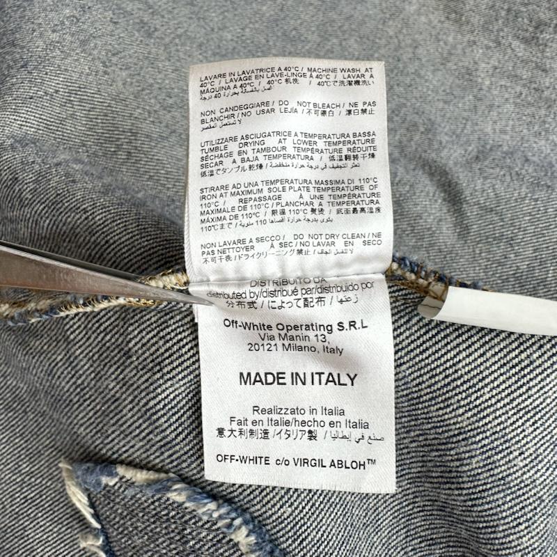 オフホワイト off white ジャケット、上着 ジャンパー、ブルゾン バックプリント ダメージ 加工 デニム シャツ ジャケット XXS インディゴ / インディゴ / Indigo メンズ USED 古着 中古 50166728
