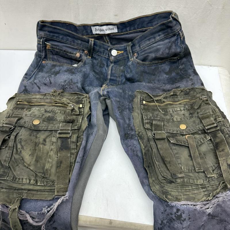 古着 USED パンツ デニム、ジーンズ Dirtybox archive levi s 501 再構築 リメイク ダメージ デニム パンツ 32インチ インディゴ / インディゴ / Indigo メンズ USED 古着 中古 50166732