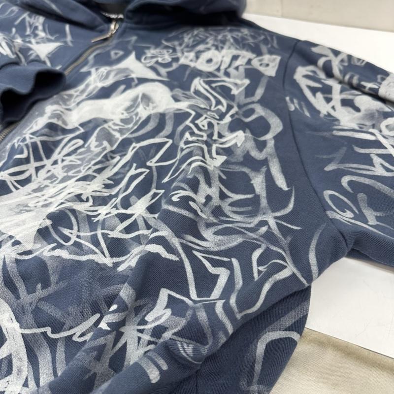古着 USED パーカー 長袖 MOWALOLA Grafitti Track Top ドラゴン 刺繍 ジップ パーカー XL 紺 / ネイビー / navy メンズ USED 古着 中古 50166733
