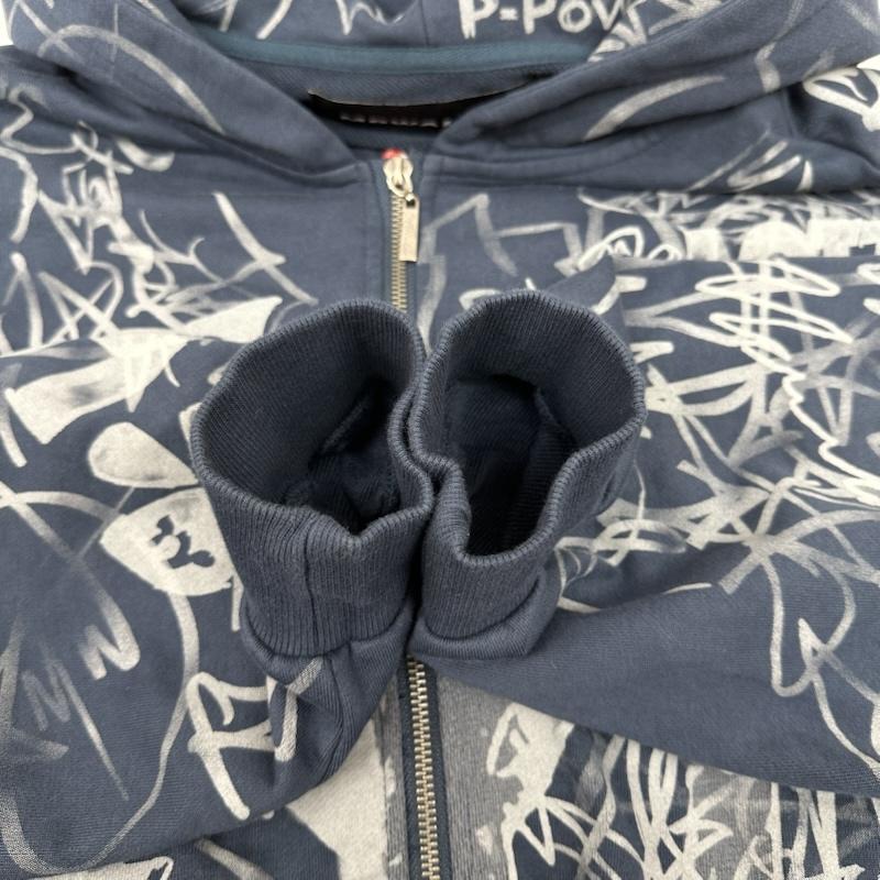 古着 USED パーカー 長袖 MOWALOLA Grafitti Track Top ドラゴン 刺繍 ジップ パーカー XL 紺 / ネイビー / navy メンズ USED 古着 中古 50166733