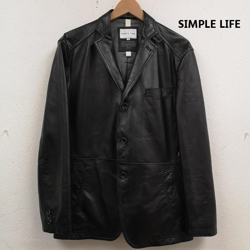 古着 USED ジャケット、上着 レザージャケット SIMPLE LIFE 羊革 ラムレザー テーラード カジュアル ジャケット アウター M 黒 / ブラック / black メンズ USED 古着 中古 50166745