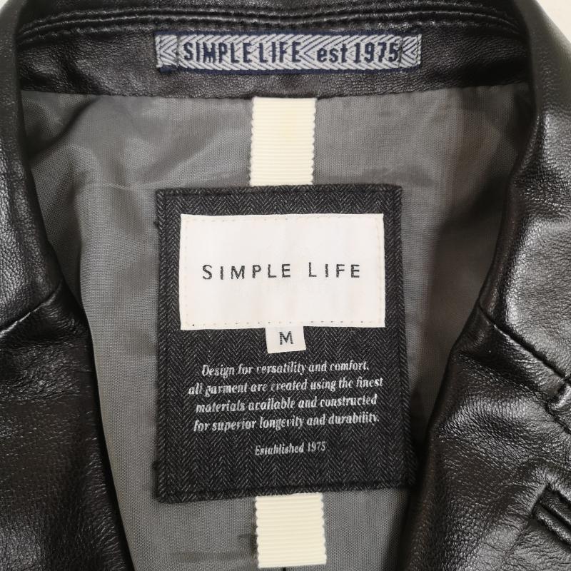 古着 USED ジャケット、上着 レザージャケット SIMPLE LIFE 羊革 ラムレザー テーラード カジュアル ジャケット アウター M 黒 / ブラック / black メンズ USED 古着 中古 50166745