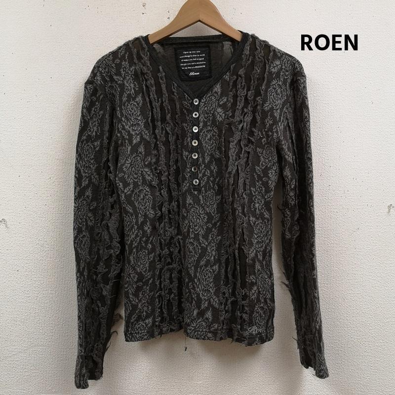 ロエン ROEN カットソー 長袖 クラッシュ ジャガード ヘンリーネック ロングスリーブ Tシャツ カットソー 44 灰 / グレー / gray メンズ USED 古着 中古 50166755