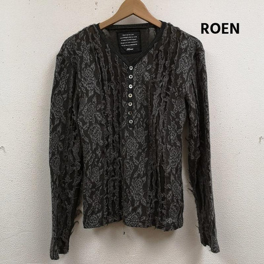 ロエン ROEN カットソー 長袖 クラッシュ ジャガード ヘンリーネック ロングスリーブ Tシャツ カットソー 44 灰 / グレー / gray メンズ USED 古着 中古 50166755