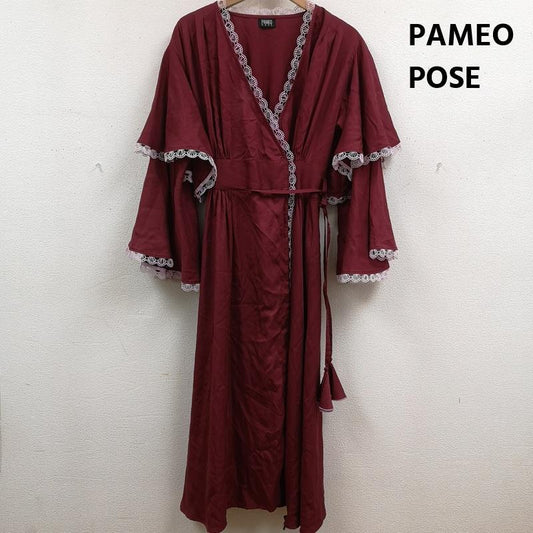 パメオポーズ PAMEO POSE ワンピース ロングスカート Juliet Dress ジュリエット パイピング レース フレア ワンピース 2320603003 FREE えんじ / ワインレッド / dark red レディース USED 古着 中古 50166764
