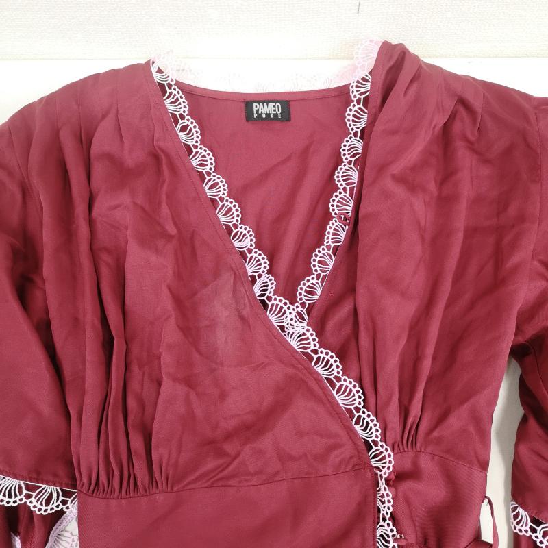 パメオポーズ PAMEO POSE ワンピース ロングスカート Juliet Dress ジュリエット パイピング レース フレア ワンピース 2320603003 FREE えんじ / ワインレッド / dark red レディース USED 古着 中古 50166764