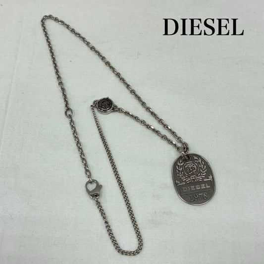 ディーゼル DIESEL アクセサリー ネックレス、ペンダント ステンレス スチール シルバー カラー ドッグタグ チェーン ネックレス - メンズ USED 古着 中古 50166765