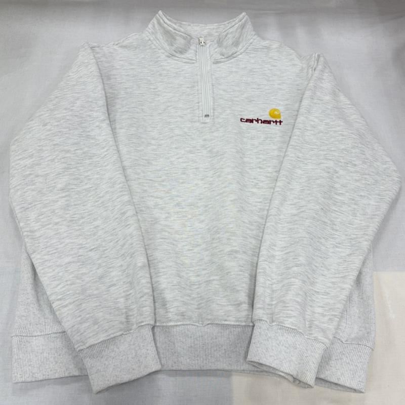 カーハート Carhartt トレーナー 長袖 ハーフジップ スウェット トレーナー ロゴ 刺繍 裏起毛 M ワンポイント X ロゴ、文字 X 刺繍 灰 / グレー / gray X えんじ / ワインレッド / dark red X 黄 / イエロー / yellow メンズ USED 古着 中古 50166777