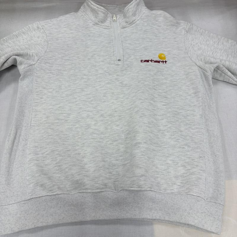 カーハート Carhartt トレーナー 長袖 ハーフジップ スウェット トレーナー ロゴ 刺繍 裏起毛 M ワンポイント X ロゴ、文字 X 刺繍 灰 / グレー / gray X えんじ / ワインレッド / dark red X 黄 / イエロー / yellow メンズ USED 古着 中古 50166777