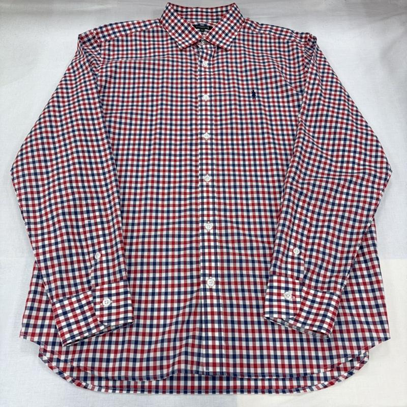 マッキントッシュロンドン MACKINTOSH LONDON シャツ、ブラウス 長袖 長袖 ギンガムチェック ロゴ 刺繍 シャツ LL チェック X ワンポイント X ロゴ、文字 X 総柄 赤 / レッド / red X 紺 / ネイビー / navy X 白 / ホワイト / white メンズ USED 古着 中古 50166781