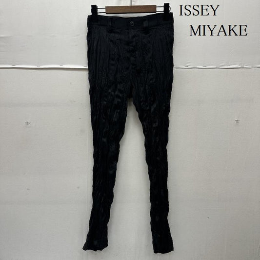 イッセイミヤケ ISSEY MIYAKE パンツ スラックス シワ プリーツ 加工 スラックス パンツ IM74-FF618 S 黒 / ブラック / black レディース USED 古着 中古 50166786