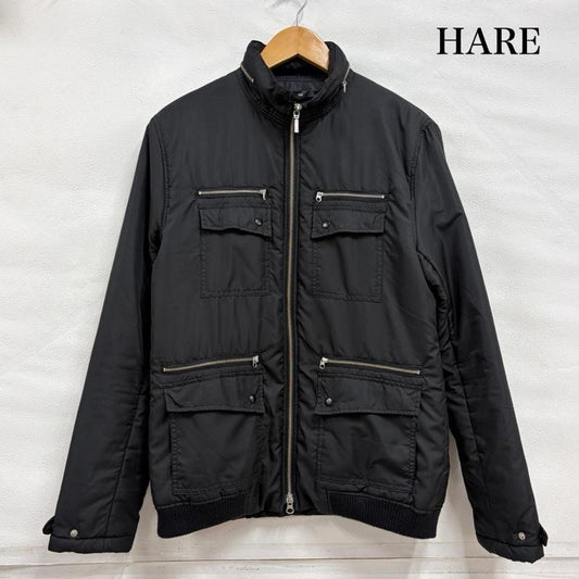 ハレ HARE ジャケット、上着 ジャンパー、ブルゾン ジップアップ ナイロン ブルゾン ジャケット フラップポケット ユニセックス L 無地 黒 / ブラック / black X 銀 / シルバー / silver color レディース USED 古着 中古 50166787