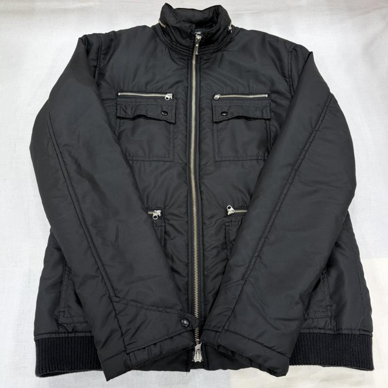 ハレ HARE ジャケット、上着 ジャンパー、ブルゾン ジップアップ ナイロン ブルゾン ジャケット フラップポケット ユニセックス L 無地 黒 / ブラック / black X 銀 / シルバー / silver color レディース USED 古着 中古 50166787