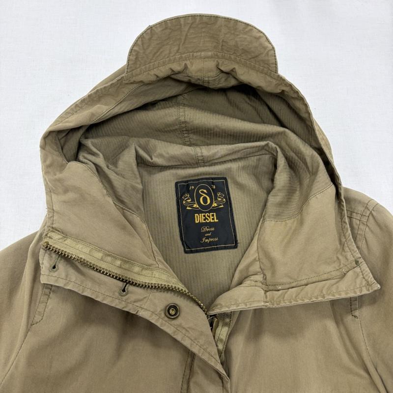 ディーゼル DIESEL ジャケット、上着 ジャンパー、ブルゾン ミリタリー コート ジャケット ダブルジップ レースアップ スピンドル モッズコート Y2K L 無地 カーキ / カーキ / khaki X オリーブグリーン / オリーブグリーン / レディース USED 古着 中古 50166789