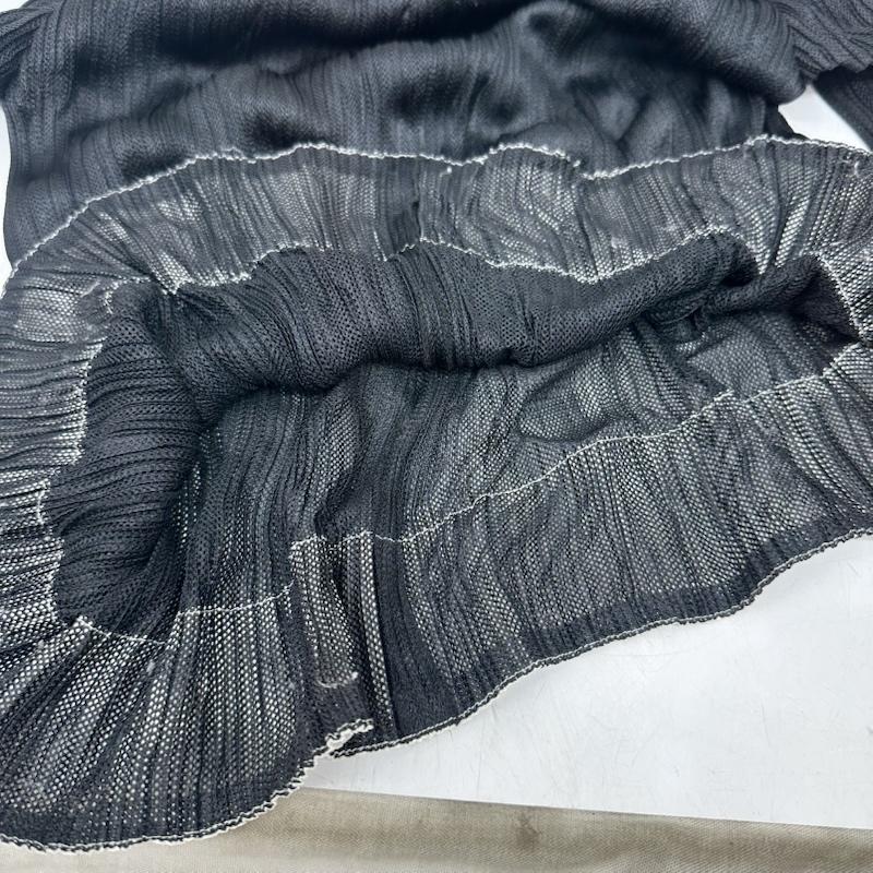 イッセイミヤケ ISSEY MIYAKE カットソー 長袖 シワ プリーツ 加工 Vネック ニット カットソー IM53-FJ955 M 黒 / ブラック / black レディース USED 古着 中古 50166790