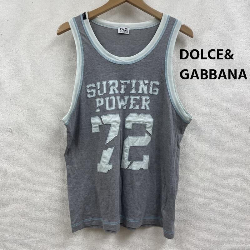 ドルチェアンドガッバーナ DOLCE&GABBANA タンクトップ タンクトップ Y2k SURFING POWER 72 パッチ刺繍 リンガー タンクトップ 48 灰 / グレー / gray メンズ USED 古着 中古 50166793