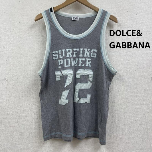 ドルチェアンドガッバーナ DOLCE&GABBANA タンクトップ タンクトップ Y2k SURFING POWER 72 パッチ刺繍 リンガー タンクトップ 48 灰 / グレー / gray メンズ USED 古着 中古 50166793