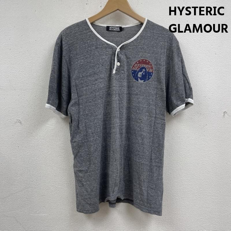 ヒステリックグラマー HYSTERIC GLAMOUR Tシャツ 半袖 ヒスガール プリント ヘンリーネック リンガー Tシャツ カットソー 0212ct14 L 灰 / グレー / gray メンズ USED 古着 中古 50166799