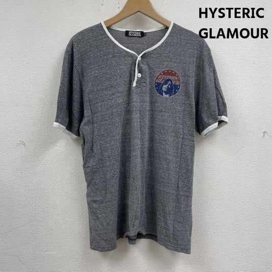 ヒステリックグラマー HYSTERIC GLAMOUR Tシャツ 半袖 ヒスガール プリント ヘンリーネック リンガー Tシャツ カットソー 0212ct14 L 灰 / グレー / gray メンズ USED 古着 中古 50166799