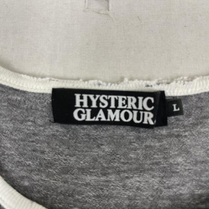ヒステリックグラマー HYSTERIC GLAMOUR Tシャツ 半袖 ヒスガール プリント ヘンリーネック リンガー Tシャツ カットソー 0212ct14 L 灰 / グレー / gray メンズ USED 古着 中古 50166799