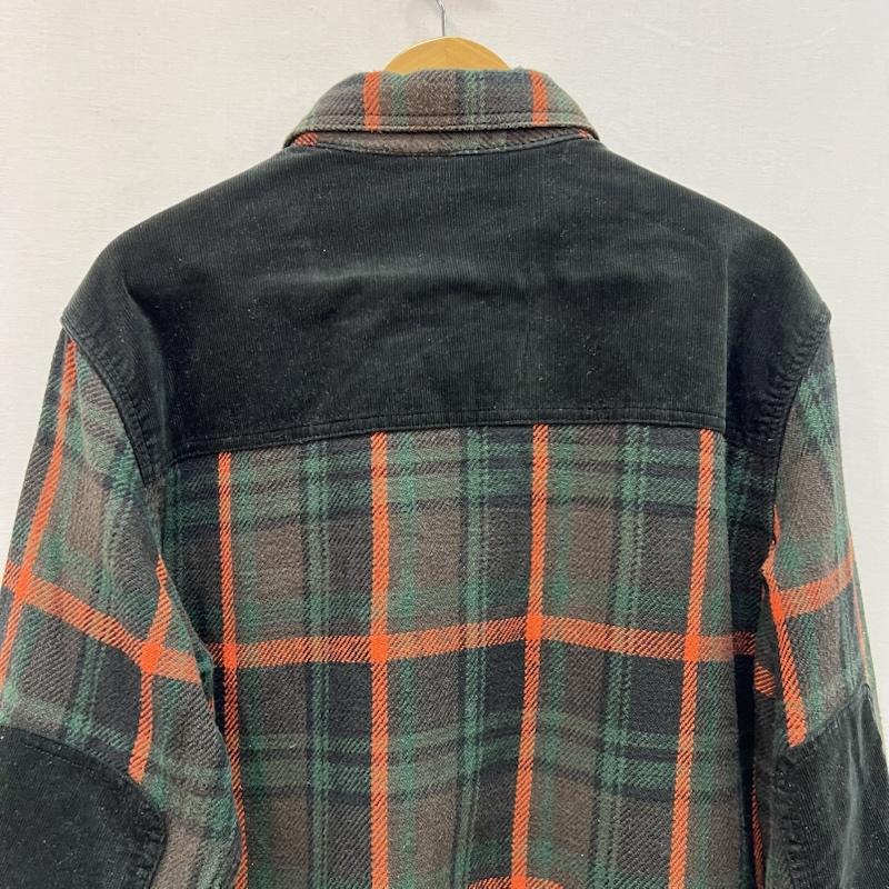 アベイシングエイプ A BATHING APE シャツ、ブラウス 長袖 コーデュロイ 切替 チェック柄 ネルシャツ ロゴ XL 緑 / グリーン / green メンズ USED 古着 中古 50166810