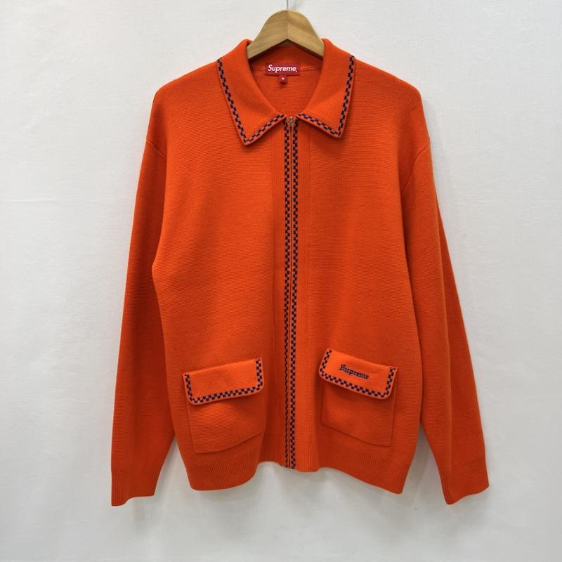 シュプリーム Supreme ニット、セーター 長袖 20AW Checkerboard Zip Up Sweater ジップ アップ セーター M 橙 / オレンジ / orange メンズ USED 古着 中古 50166815