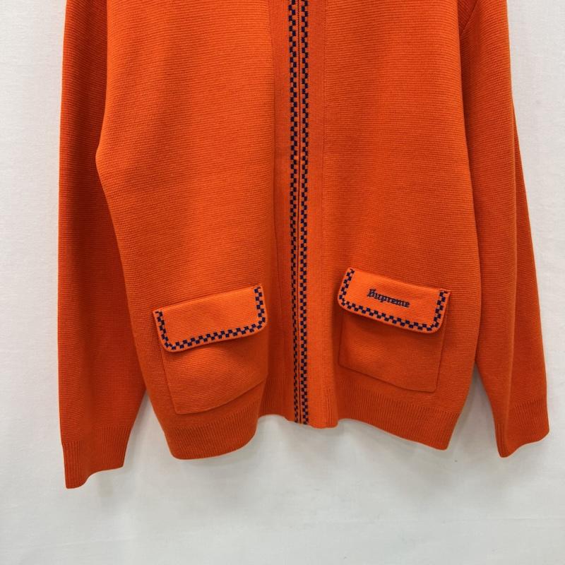 シュプリーム Supreme ニット、セーター 長袖 20AW Checkerboard Zip Up Sweater ジップ アップ セーター M 橙 / オレンジ / orange メンズ USED 古着 中古 50166815