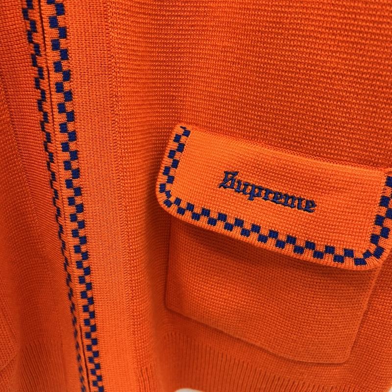 シュプリーム Supreme ニット、セーター 長袖 20AW Checkerboard Zip Up Sweater ジップ アップ セーター M 橙 / オレンジ / orange メンズ USED 古着 中古 50166815
