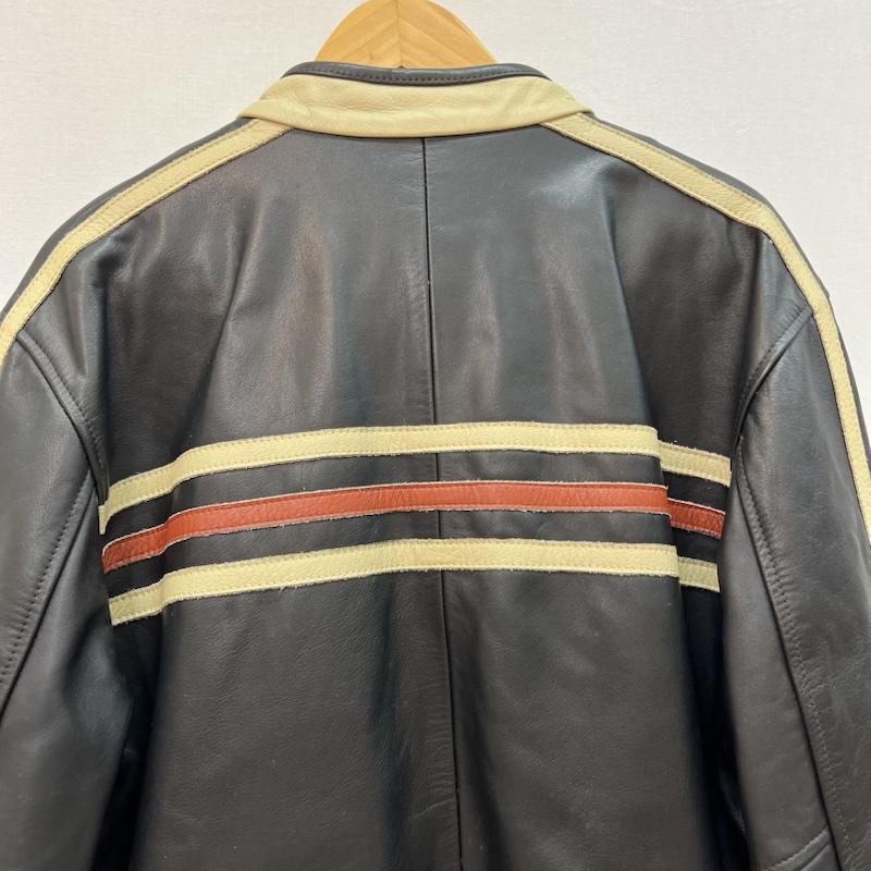 シェビニオン CHEVIGNON ジャケット、上着 ライダース レザー レーシング ライダースジャケット ヴィンテージ 星条旗 L 黒 / ブラック / black メンズ USED 古着 中古 50166822