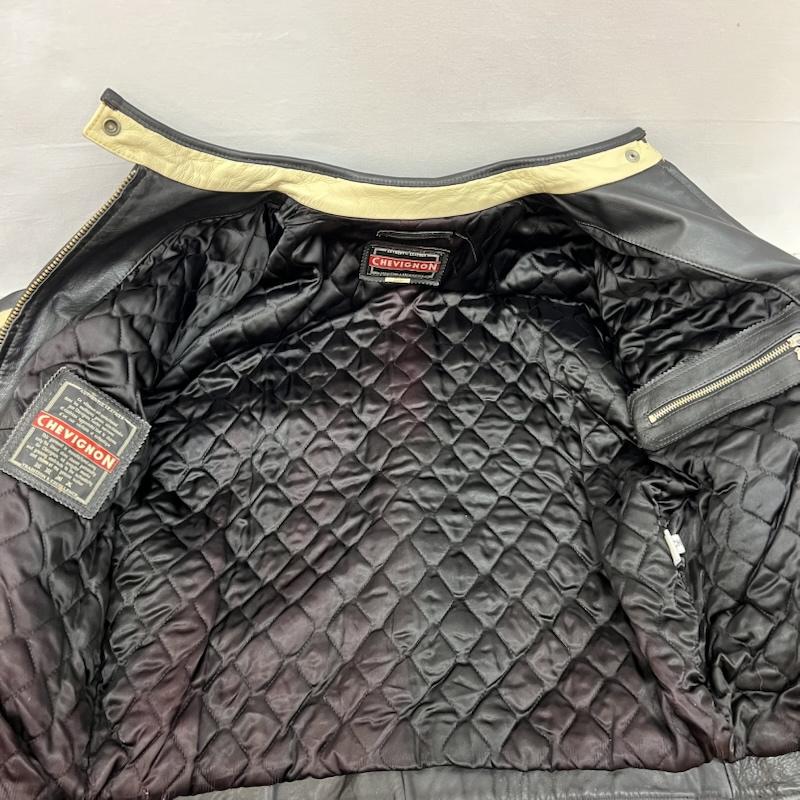 シェビニオン CHEVIGNON ジャケット、上着 ライダース レザー レーシング ライダースジャケット ヴィンテージ 星条旗 L 黒 / ブラック / black メンズ USED 古着 中古 50166822