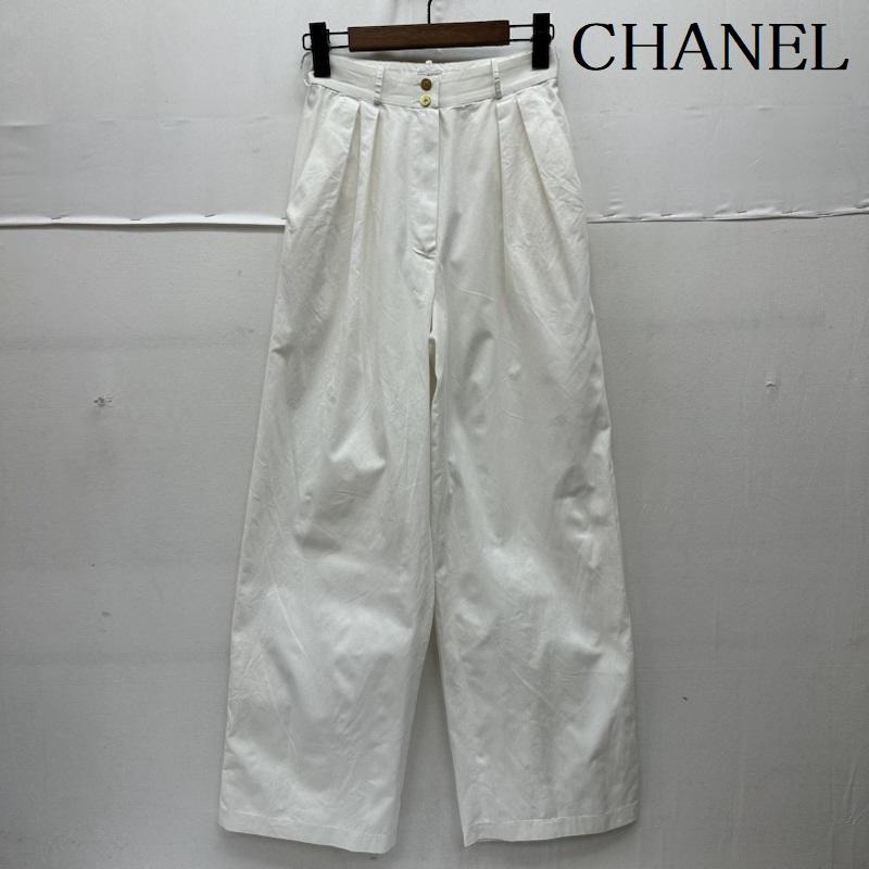 シャネル CHANEL パンツ スラックス ヴィンテージ ココマーク 金 ボタン 2タック ワイド パンツ - 白 / ホワイト / white レディース USED 古着 中古 50166826