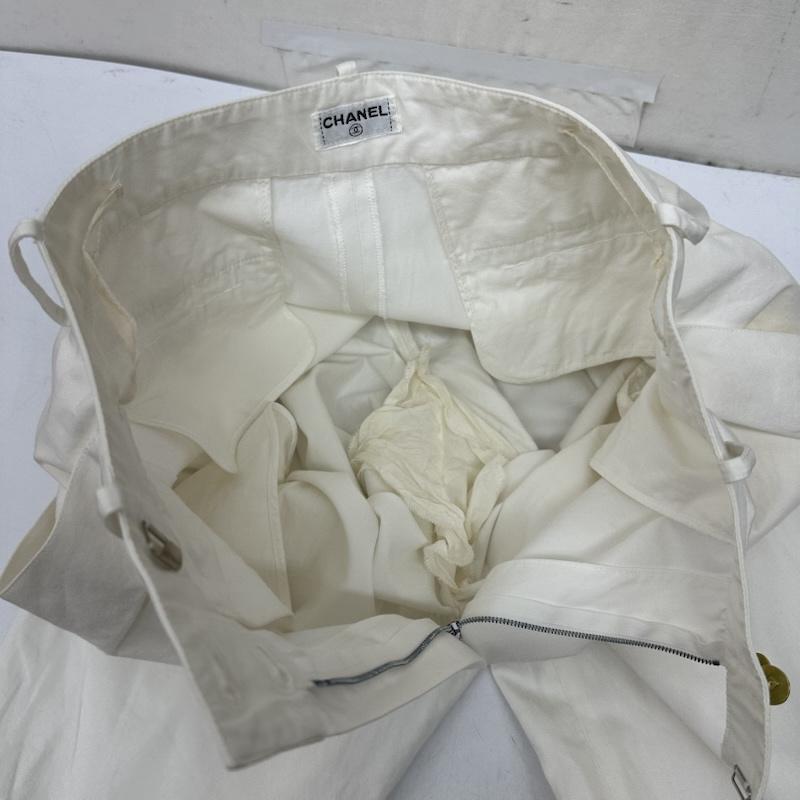 シャネル CHANEL パンツ スラックス ヴィンテージ ココマーク 金 ボタン 2タック ワイド パンツ - 白 / ホワイト / white レディース USED 古着 中古 50166826