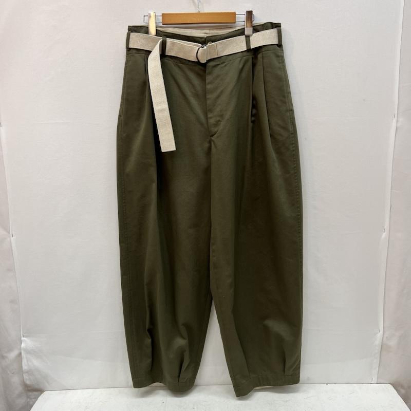 古着 USED ボトムス ボトムス VOLUME PANTS WITH LINEN MIX BELT IH-23FW-P026-IM 1 カーキ / カーキ / khaki メンズ USED 古着 中古 50166828