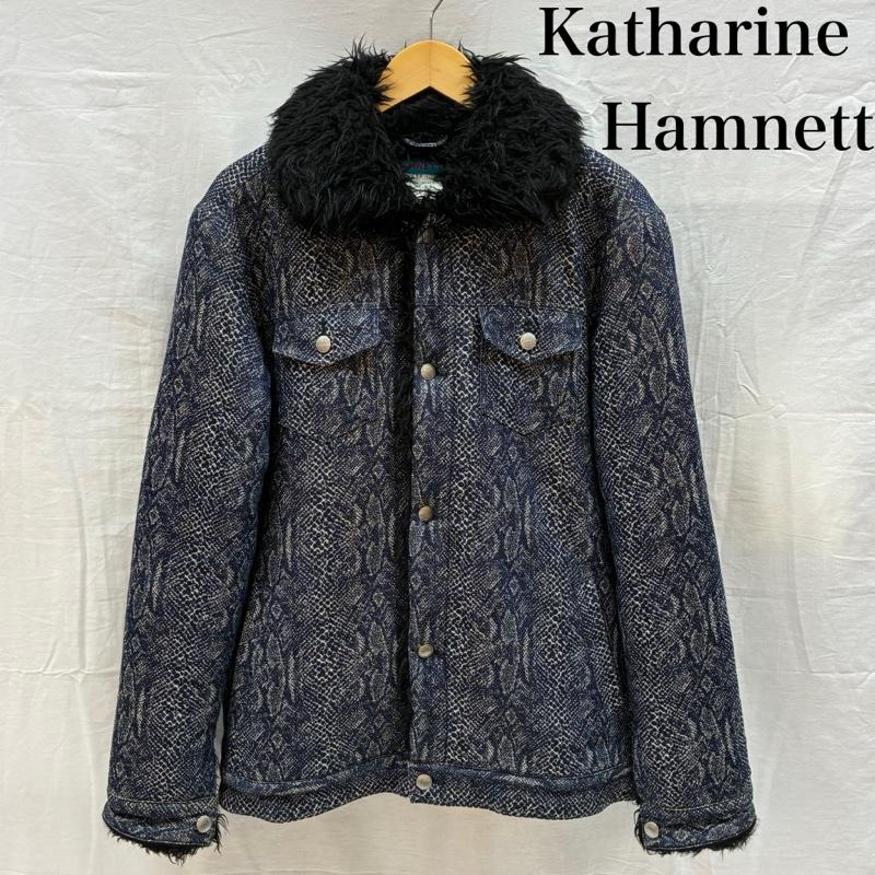 キャサリンハムネット KATHARINE HAMNETT ジャケット、上着 ジャンパー、ブルゾン 00s 4ポケット パイソン デニム ジャケット シャギー ファー オールド アーカイブ L メンズ USED 古着 中古 50166832