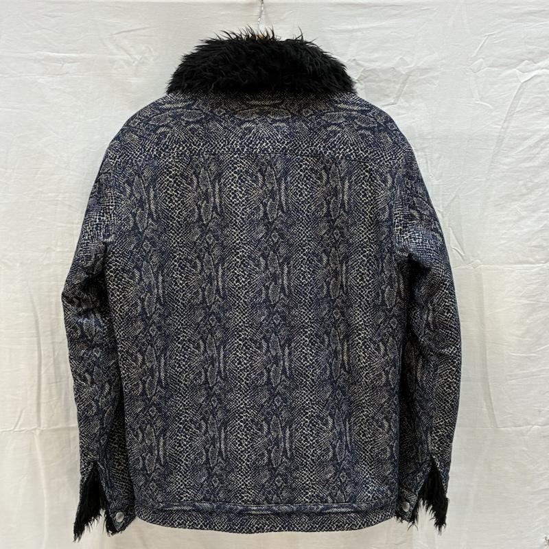 キャサリンハムネット KATHARINE HAMNETT ジャケット、上着 ジャンパー、ブルゾン 00s 4ポケット パイソン デニム ジャケット シャギー ファー オールド アーカイブ L メンズ USED 古着 中古 50166832
