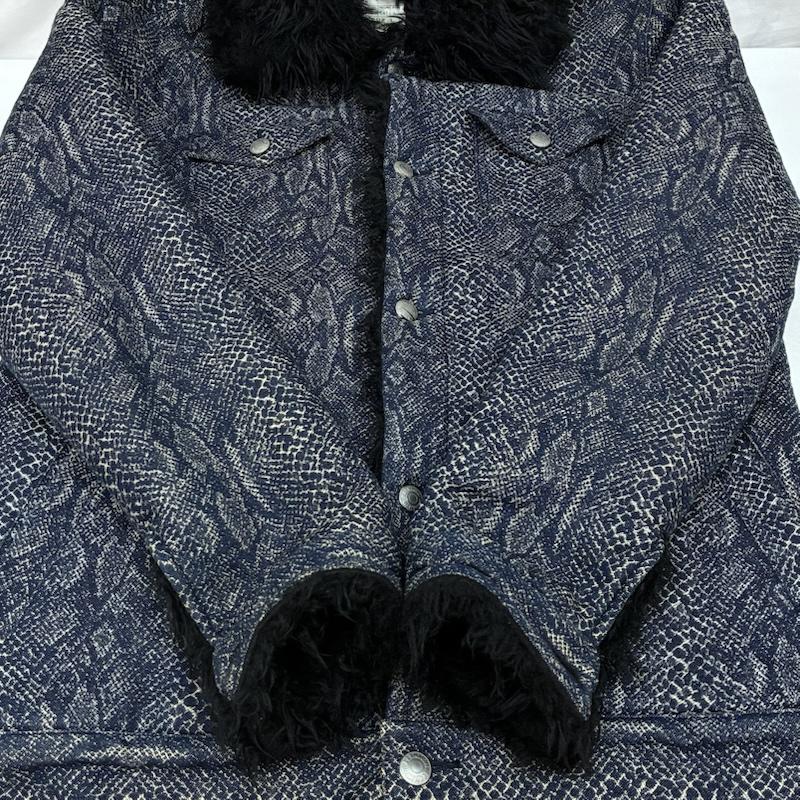 キャサリンハムネット KATHARINE HAMNETT ジャケット、上着 ジャンパー、ブルゾン 00s 4ポケット パイソン デニム ジャケット シャギー ファー オールド アーカイブ L メンズ USED 古着 中古 50166832