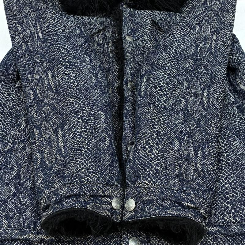 キャサリンハムネット KATHARINE HAMNETT ジャケット、上着 ジャンパー、ブルゾン 00s 4ポケット パイソン デニム ジャケット シャギー ファー オールド アーカイブ L メンズ USED 古着 中古 50166832