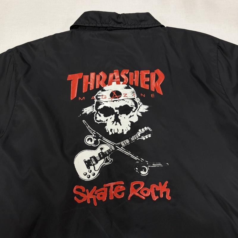 スラッシャー THRASHER ジャケット、上着 ジャケット、ブレザー SKATE ROCK スカル ロゴ プリント ナイロン コーチジャケット 刺繍 L ロゴ、文字 X プリント X 刺繍 黒 / ブラック / black X 白 / ホワイト / white X 赤 / レッド / red メンズ USED 古着 中古 50166847